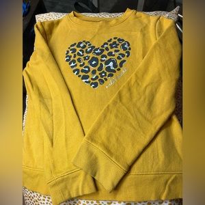 GUC jumping beans mustard sweatshirt with heart cheetah print. Size 8